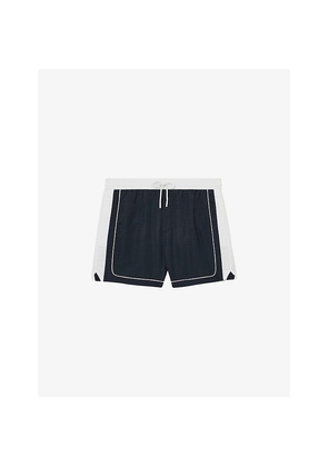 Mens Reiss Cano Colour-Block Piped-Trim Swim Shorts