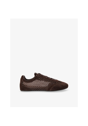 Womens KG Kurt Geiger Listen Rhinestone-Embellished Mesh and Suede Low-Top Trainers