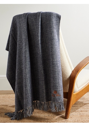 Loro Piana - Logo-Embroidered Fringed Wool Blanket - Men - Blue