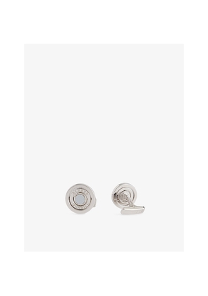 Mens Dunhill Gyro Rhodium-Plated 925 Sterling Silver and Pinctada Maxima Cufflinks