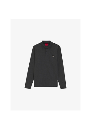 Mens Hugo Stacked Logo-Appliqué Long-Sleeved Stretch-Woven Polo Shirt