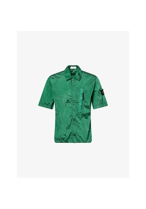 Mens Stone Island Zip-Pocket Short-Sleeve Nylon Shirt