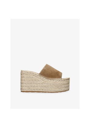 Womens Gianvito Rossi Logo-Embellished Suede Platform Wedges