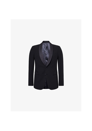 Mens Giorgio Armani Single-Breasted Curved-Lapel Wool Blazer
