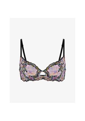 Womens Savage X Fenty Field Of Flowers Lace Unlined Plunge Bra