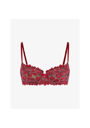 Womens Savage X Fenty Floral Unlined Balconette Corded Lace Bra