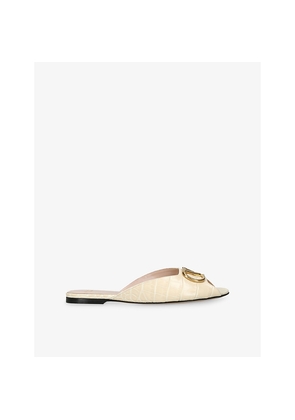 Womens Valentino Garavani Vlogo Patent-Leather Slides