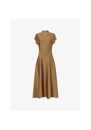 Womens Khaite Lyra Stand-Collar Knit Midi Dress