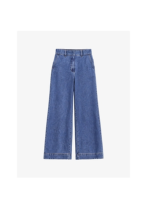 Womens Ro&Zo Tailored Wide-Leg Denim-Blend Jeans