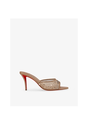 Womens Christian Louboutin Miss Z Degrastrass Perla 80 Leather and Mesh Heeled Courts