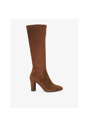 Womens Dune Simple Faux-Suede Heeled Knee-High Boots