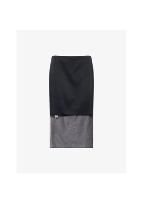 Womens Khaite Sybil Panelled Crepe Midi Skirt