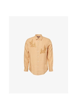 Mens Paul Smith Bird-Embroidered Long-Sleeve Linen Shirt