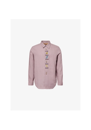Mens Paul Smith Embroidered-Motif Long-Sleeve Linen Shirt