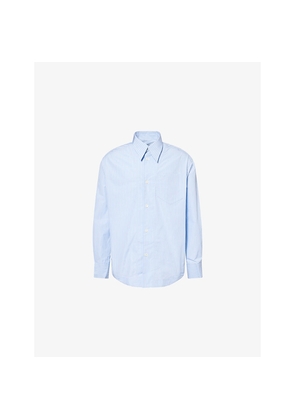 Mens Ami Paris Pinstripe Oversized Cotton Shirt