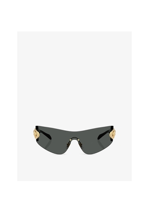 Womens Versace Ve2280 Shield-Frame Metal Sunglasses
