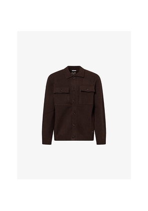 Mens Belier Patch-Pocket Collared Knitted Overshirt