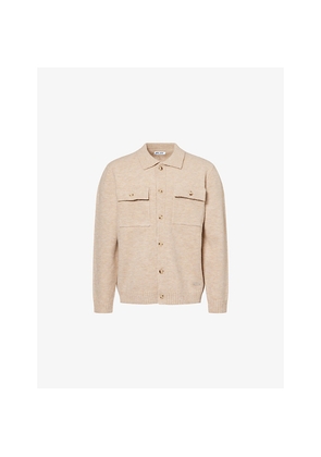 Mens Belier Patch-Pocket Collared Knitted Overshirt