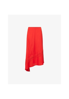 Womens Vince Pintuck Slip Satin Midi Skirt