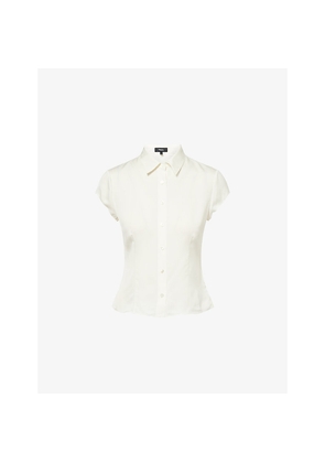 Womens Theory Cap-Sleeve Silk Blouse