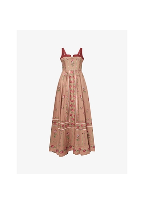 Womens Agua Bendita Jaspe Quebrada Floral Linen Maxi Dress