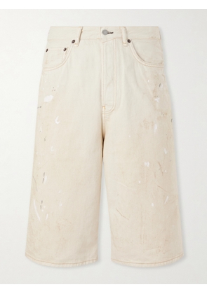 Acne Studios - Judda Straight-Leg Paint-Splattered Cotton Shorts - Men - Neutrals - IT 46
