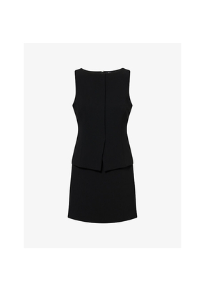Womens Theory Boat-Neck Sleeveless Woven Mini Dress