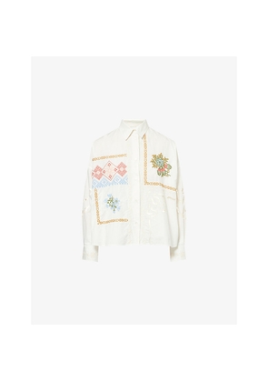 Womens Weekend Max Mara Embroidered Long-Sleeve Cotton Shirt