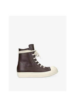 Mens Rick Owens Grained Leather High-Top Trainers