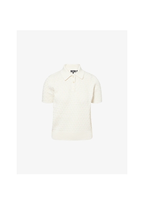 Womens Theory Texture Cable-Knit Cashmere Polo Shirt