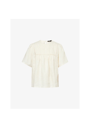 Womens Weekend Max Mara Embroidered Linen Top