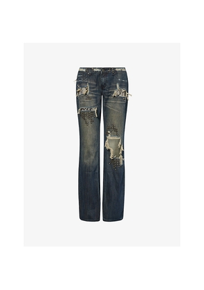 Womens Jaded London Distressed Studded Denim Jeans
