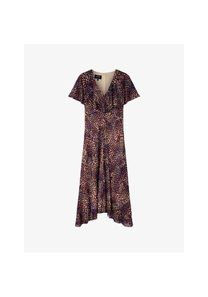 Womens Whistles Abstract-Print V-Neck Woven Midi Dress