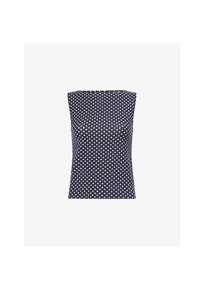 Womens Reformation Dusk Polka-Dot Stretch-Jersey Top