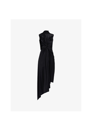 Womens Balenciaga Twisted-Front Stretch-Woven Midi Dress