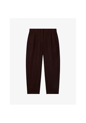 Womens Whistles Barrel-Leg Mid-Rise Linen Trousers