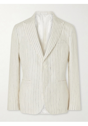 Mr P. - Pinstriped Linen Suit Jacket - Men - Neutrals - 36