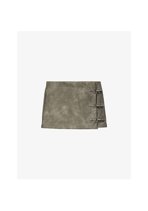 Womens Jaded London Wrap Faux-Leather Mini Skirt
