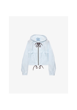 Womens Prada Re-Nylon Lightweight Hooded Woven Jacket