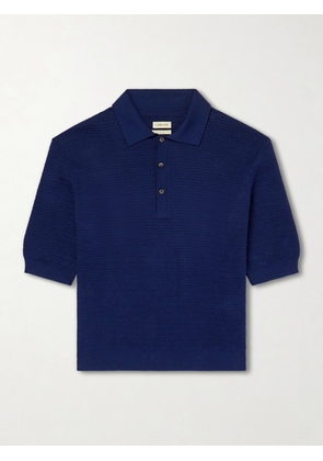 De Bonne Facture - Honeycomb-Knit Cotton Polo Shirt - Men - Blue - S