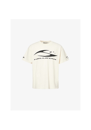 Mens Hellstar Cursive Logo-Print Cotton T-Shirt