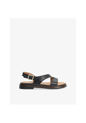 Womens Dune Larko Asymmetric Chunky Leather Flat Sandals