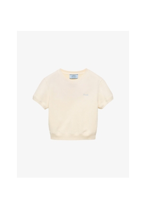 Womens Prada Round-Neck Cotton-Fleece T-Shirt