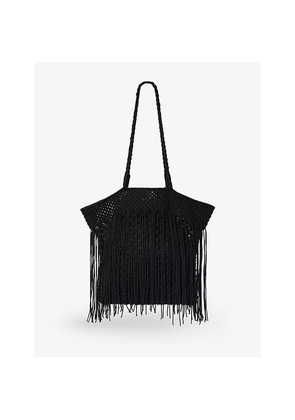 Womens Whistles Fringed Crochet Tote Bag