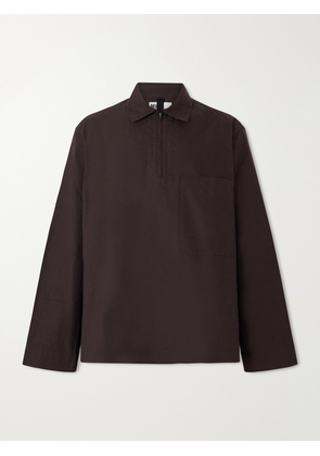 Margaret Howell - Half Zip-Up Cotton Shirt - Men - Brown - S