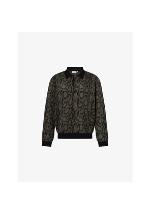 Mens Carhartt WIP Snake-Print Long-Sleeve Cotton-Knit Polo Top