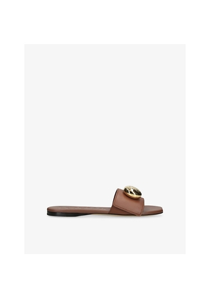 Womens Loewe Pebble Leather Slides