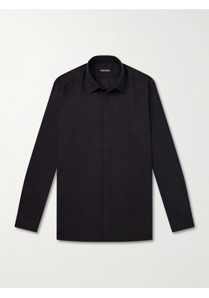TOM FORD - Perforated Silk-Twill Shirt - Men - Black - EU 39