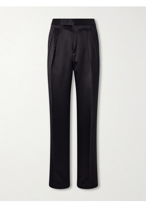 TOM FORD - Straight-Leg Pleated Satin Trousers - Men - Black - IT 46