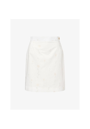 Womens Vivienne Westwood Crotch 45 Embroidered Cotton-Blend Mini Skirt